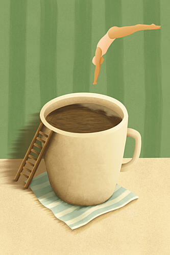 Morning Coffee Dive Café reproduction