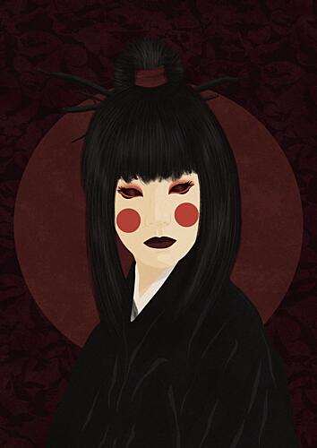 Dramatic Geisha Portrait Mode reproduction