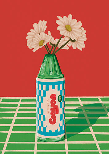 Playful Crayon Daisies Moderne reproduction