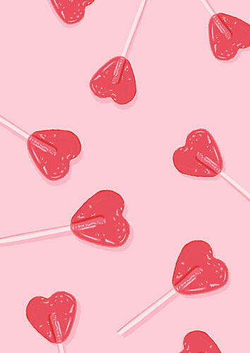 Pink Heart Lollipops Moderne reproduction