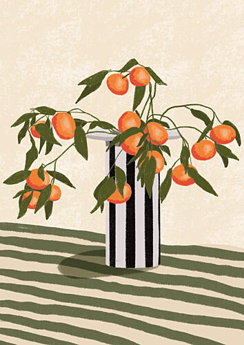 Orange Branches Vase Alimentation reproduction