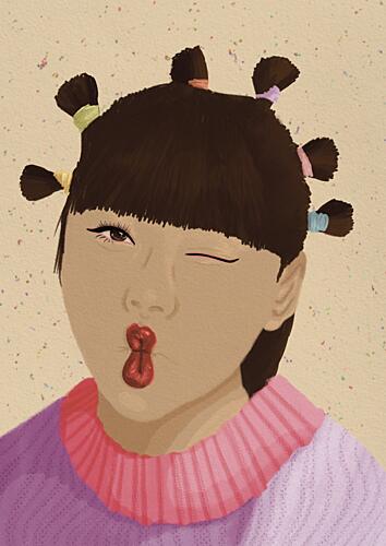 Playful Winking Portrait Art Print