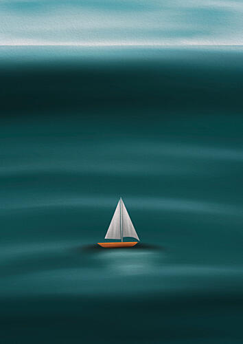 Solitary Sailboat Sea Bord de mer reproduction