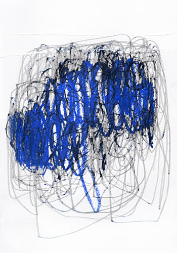 Dynamic Blue Scribble Art Print by uplusmestudio