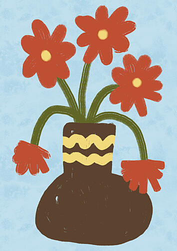 Cheerful Folk Flowers Art Print by Lisa Solomoniuk