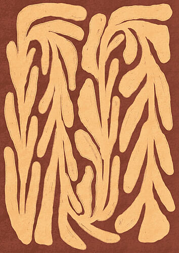 Terracotta Leaf Pattern Art abstrait reproduction