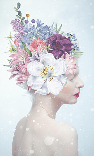Dreaming in Flowers Art Print by Marja van den Hurk