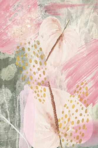 Blush Gold Anthurium Abstract Art Print