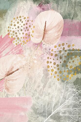 Abstract Pink Gold Botanicals Art Print