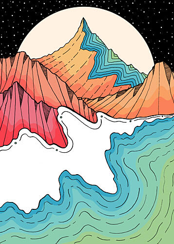 Starry Mountain Waters Montagne reproduction