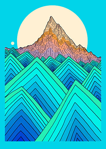 Geometric Mountain Landscape Montagne reproduction