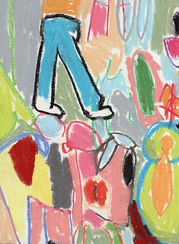 Playful Naive Walking Scene Art Print by Janel Bragg