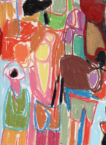 Colorful Abstract Crowd Art Print by Janel Bragg