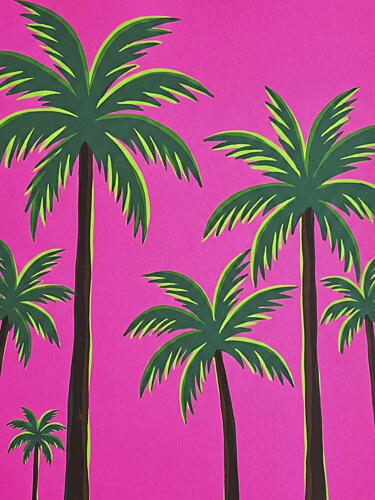 Vibrant Pink Palms Plage reproduction