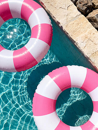 Pink Pool Floats Art Print