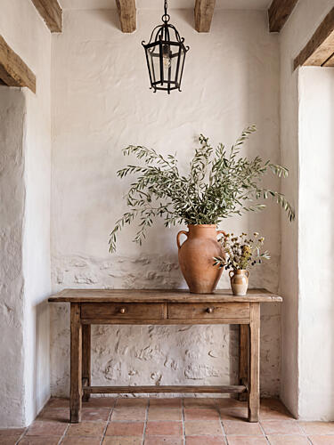 Rustic Olive Branches Console Européen reproduction