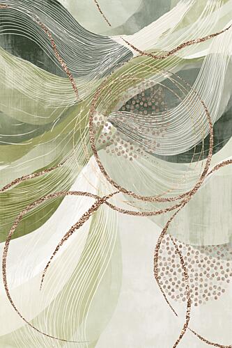 Organic Green Gold Waves Art Print