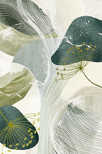 Flowing Green Botanicals Art Print