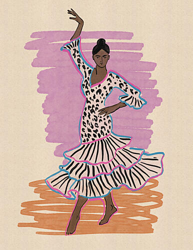 Vibrant Flamenco Dancer Mode reproduction