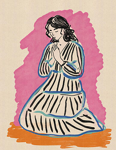 Peaceful Praying Woman Figuratif reproduction