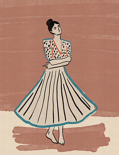 Graceful Polka Dot Dancer Art Print