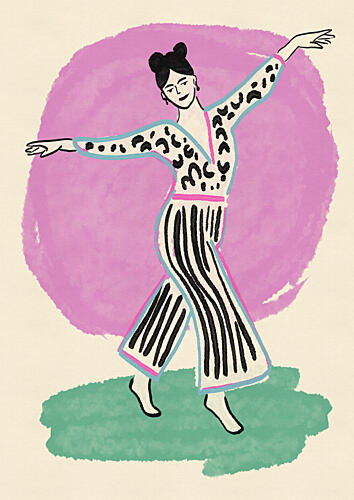 Stylish Woman Dancing Mode reproduction