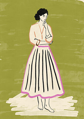 Thoughtful Woman Standing Art Print by Nicholas