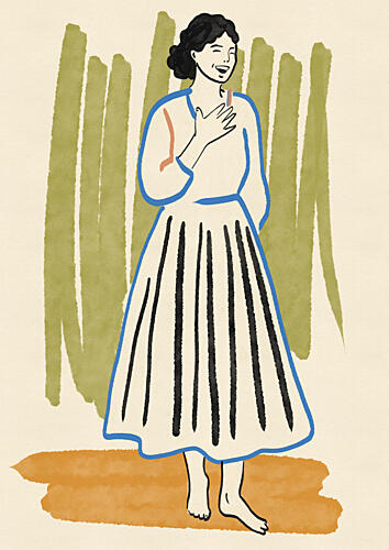Joyful Woman Smiling Mode reproduction