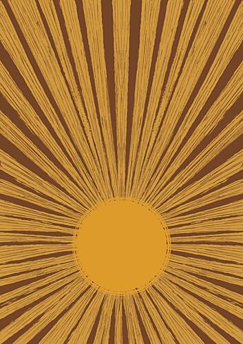 Warm Retro Sunburst Doré reproduction