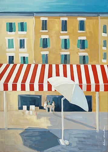 European Cafe Awning Art Print by Alex Nereuta