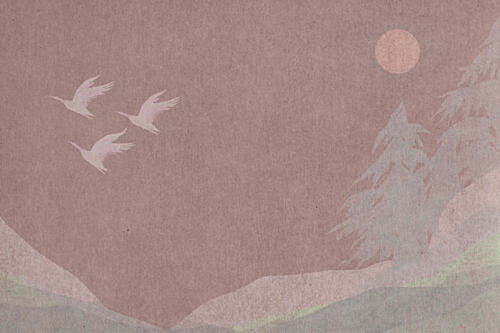Birds over Forest Moon Art Print by David George
