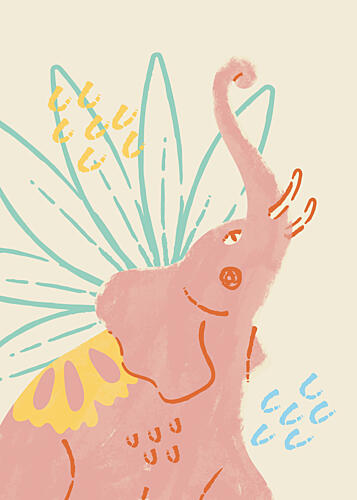 Playful Pink Elephant Art Print by Weronika Gross