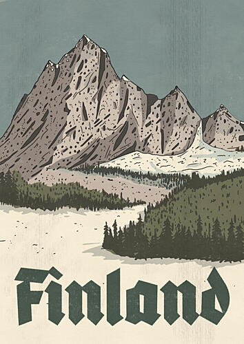 Finland Winter Mountains Montagne reproduction