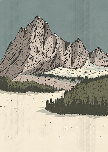 Rugged Mountain Winter Montagne reproduction