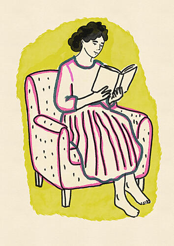 Cozy Reading Woman Art Print by Nicholas