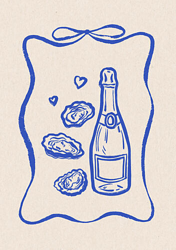 Champagne Oysters Love Art Print by Katarzyna Gasiorowska