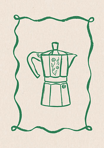 Floral Moka Pot Café reproduction