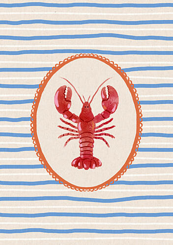 Red Lobster Stripes Art Print by Katarzyna Gasiorowska