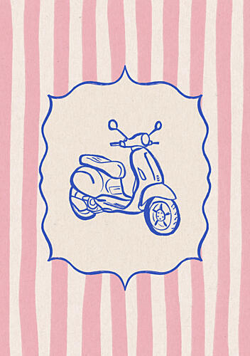 Retro Scooter Stripes Art Print by Katarzyna Gasiorowska