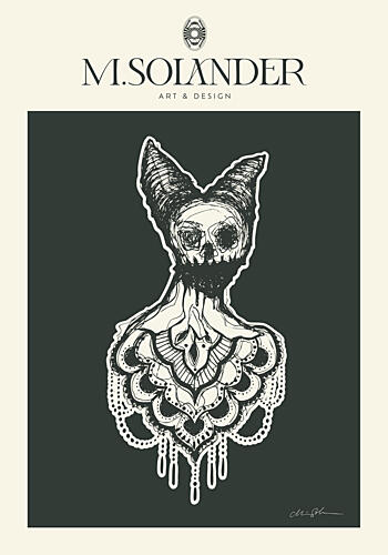 Ornate Demon Skull Art Print by Marie Lof Solander