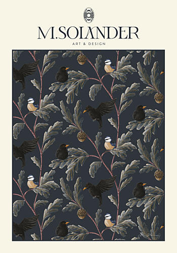 Moody Oak Birds Art Print by Marie Lof Solander