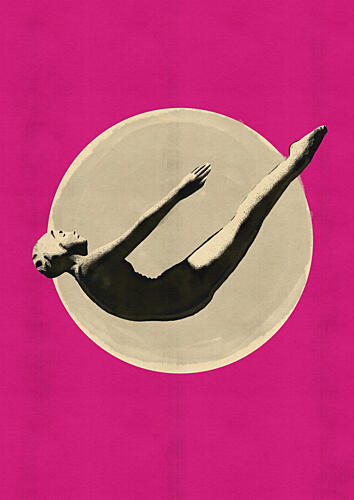 Graceful Pink Dive Sports reproduction