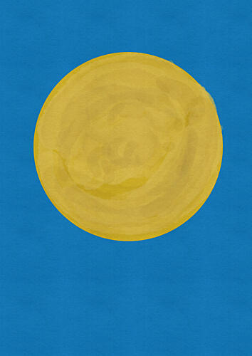 Yellow Moon Blue Sky Aquarelle reproduction