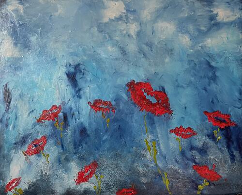 Red Lip Poppies Art Print by Urszula Czerminska