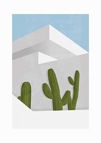 Minimalist Desert Cacti Architecture reproduction