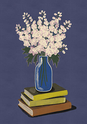 Floral Still Life with Books Art Print by Nicholas