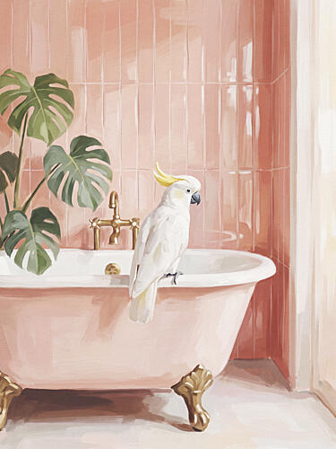 Elegant Bath Cockatoo Nature reproduction