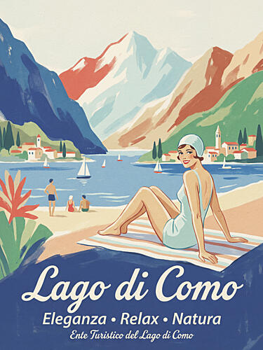 Vintage Lake Como Montagne reproduction
