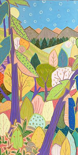 Colorful Mountain Forest Montagne reproduction