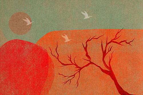 Desert Sunset Birds Art Print by Josie George